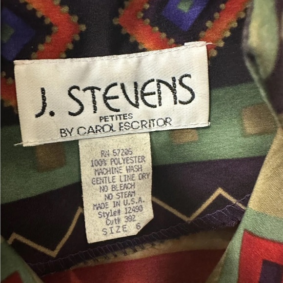 Vintage 80s Womens Size 6 Button Front Knee Length Dress Aztec Southwestern USA - Picture 4 of 6